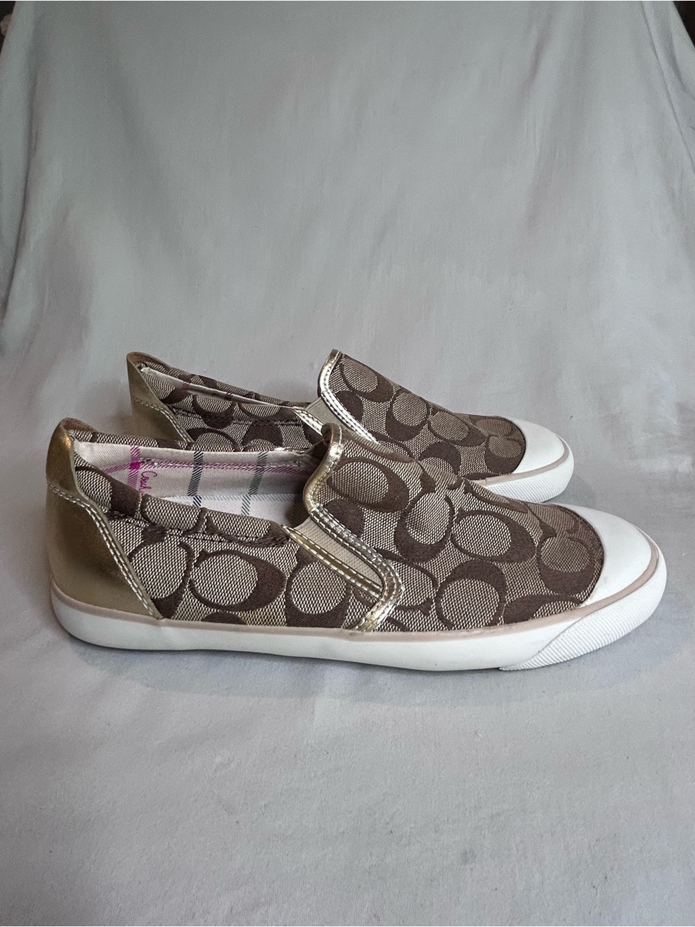 Coach Slip-On Sneakers in Brown with Gold Accents